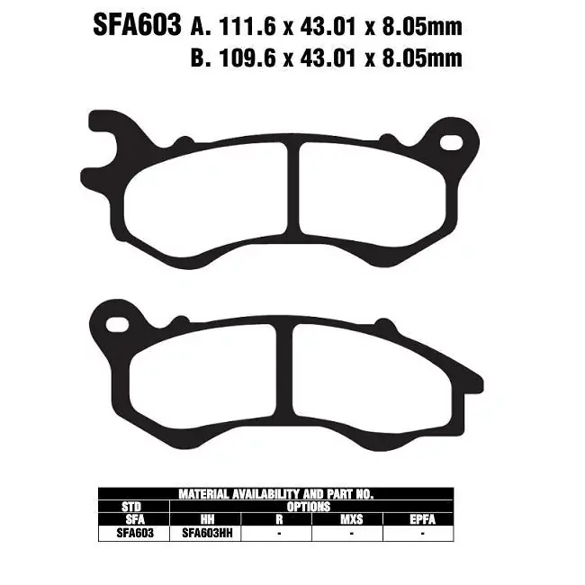 Letzte Chance EBC SFA603 HH Scooter Bremsbeläge passend für Honda