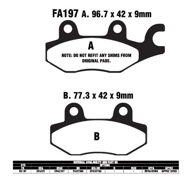 Jetzt Bestellen EBC SFA197 SC Bremsbeläge passend für Scooter & Motorräder
