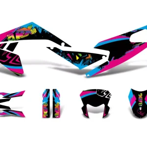 Dekor / Sticker Kit schwarz-pink-blau glänzend für Aprilia RX50 2018- Euro4 Schnäppchen