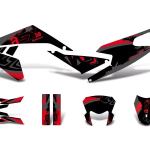 Echt Dekor / Sticker Kit schwarz-rot-grau glänzend für Aprilia SX50 2018- Euro4