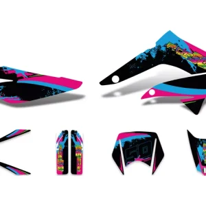 Neu Dekor / Sticker Kit schwarz-pink-blau matt für Gilera RCR 11-17