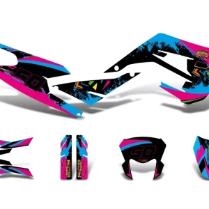 Garantierte Lieferung Dekor / Sticker Kit schwarz-pink-blau glänzend für Gilera RCR 50 2018-