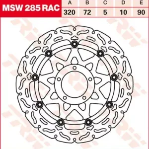 Nur Heute TRW Bremsscheibe schwimmend MSW285RAC passend für Ducati