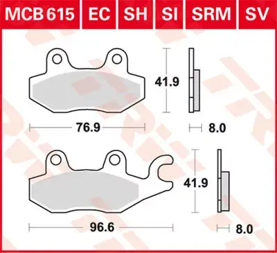Kracherpreis TRW Scheibenbremsbeläge MCB615EC passend für Cagiva Elefant & Suzuki Burgman