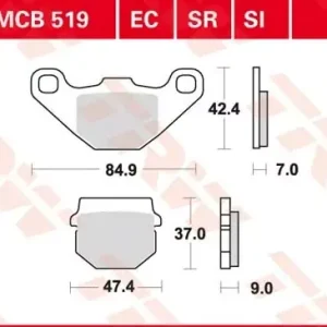 TRW Scheibenbremsbeläge MCB519EC (50VP) passend für Kawasaki KX 125 Abverkauf
