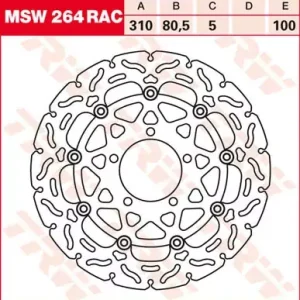 Neue Kollektion TRW Bremsscheibe schwimmend MSW264RAC passend für Kawasaki