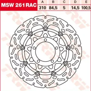 Kostenloser Versand Bremsscheibe schwimmend MSW261RAC passend für Triumph