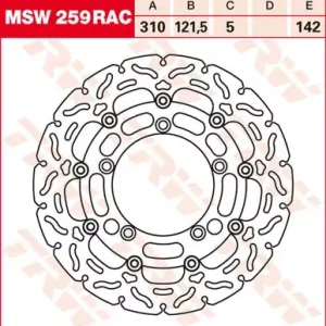 Bremsscheibe schwimmend TRW MSW259RAC passend für Suzuki Neue Ware