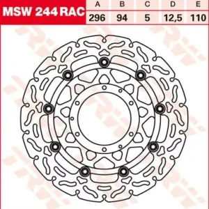 TRW Bremsscheibe schwimmend MSW244RAC passend für Honda CB 900 F Hornet SC48 Neue Ware