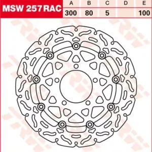 Nur Heute Bremsscheibe schwimmend MSW257RAC passend für Kawasaki