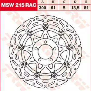 Bremsscheibe schwimmend MSW215RAC passend für Kawasaki Modelle Gratis Versand