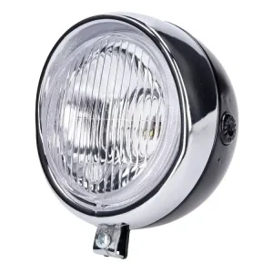 Zertifiziert Scheinwerfer rund schwarz Retro universal für Puch, Kreidler, Zündapp uvm.
