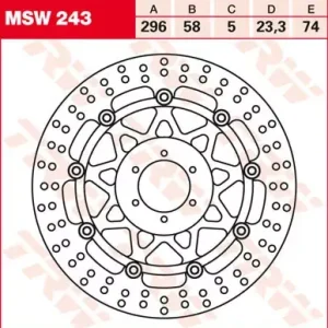 Schneller Versand Bremsscheibe schwimmend MSW243 passend für Honda CB 600 F