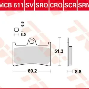 Zertifiziert TRW Scheibenbremsbeläge MCB611SRQ passend für Yamaha