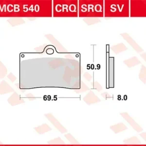 Letzte Chance TRW Scheibenbremsbeläge MCB540SRQ passend für Ducati, Yamaha & Sachs