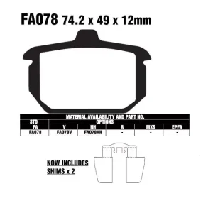 Markenware EBC FA78 HH Bremsbeläge passend für Harley Davidson FXR 1340