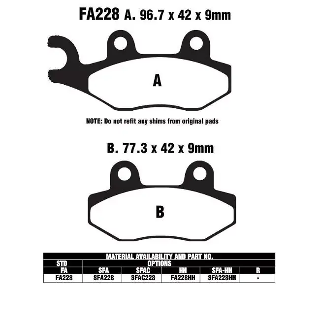 Aktuell EBC FA228 HH Bremsbeläge passend für Honda, Kawasaki, Sachs, Kreidler, MZ