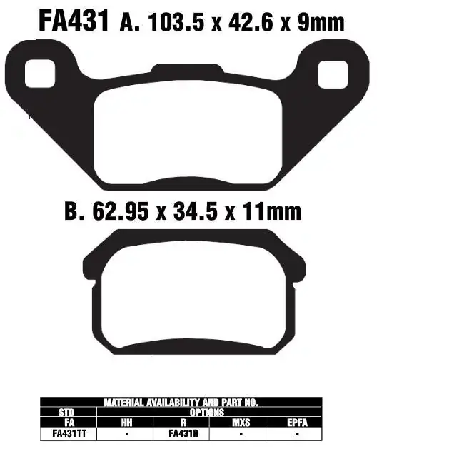 EBC-FA431 TT Bremsbeläge passend für CPI XS 250 Preisknaller