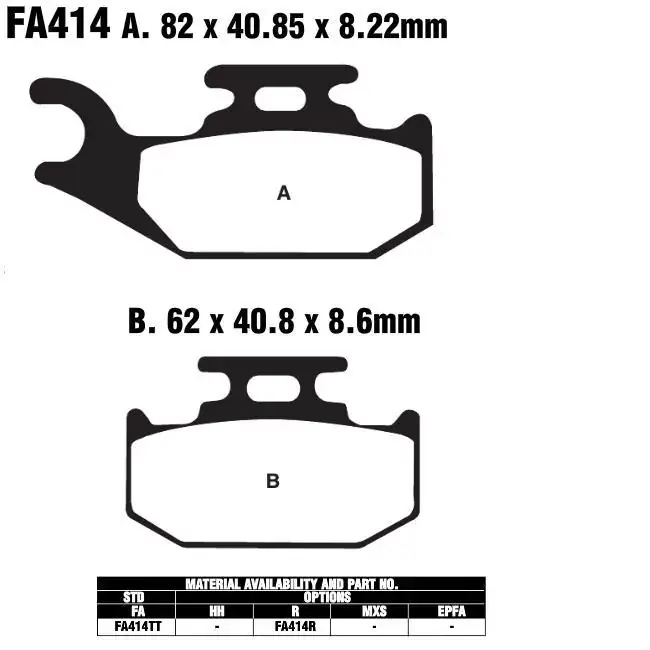 Neuheit EBC FA414 TT Bremsbeläge passend für Suzuki ATV Modelle