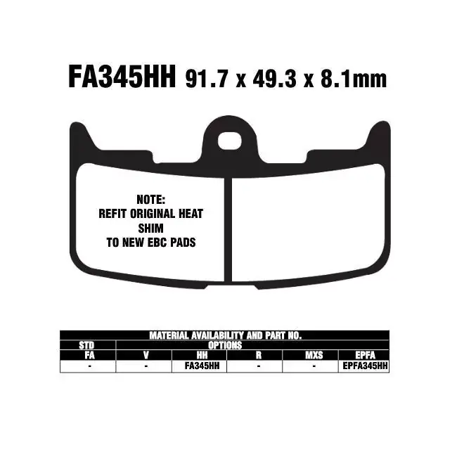 Kostenfreie Lieferung EBC FA345 HH Bremsbeläge passend für Buell Modelle
