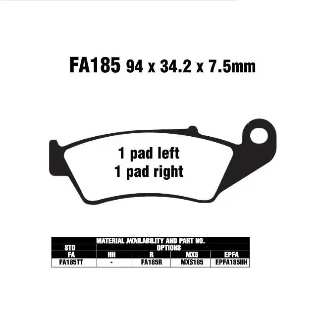 Begrenztes Angebot EBC FA185 MX-S Bremsbeläge passend für Honda, Suzuki, Yamaha