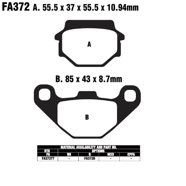 EBC FA372 R Bremsbeläge passend für Suzuki LT-A 500 F / LT-F 500 F Begrenztes Angebot