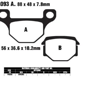 Gratis Versand EBC Bremsbeläge FA93 passend für Aprilia, Derbi, Peugeot