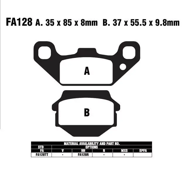 EBC-FA128 R Bremsbeläge passend für Kawasaki KFX 250 A, KEF 300 B Knallerangebot