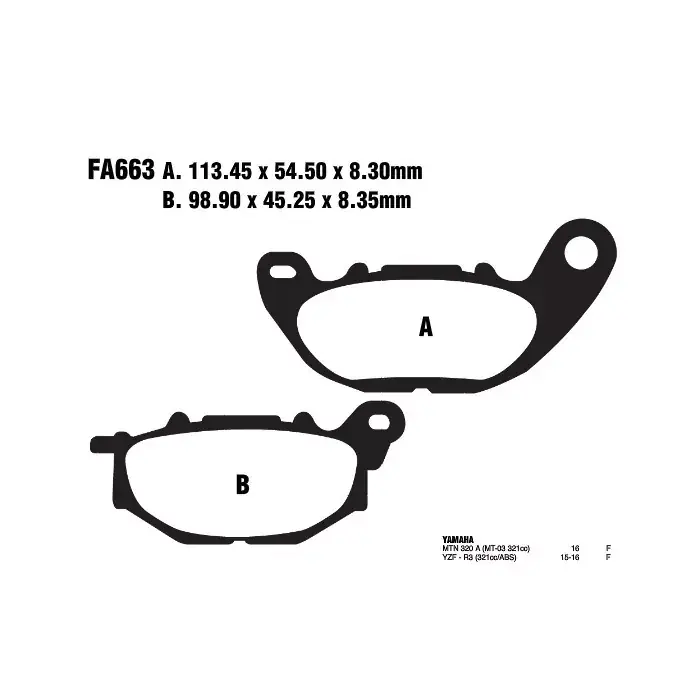 EBC FA663HH Bremsbeläge passend für Yamaha MT-03 / YZF-R3 Knallerangebot