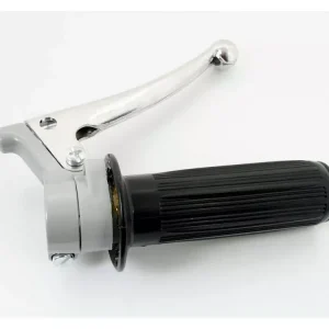 Gasgriff Armatur Aluminium Grau mit Bremshebel Poliert und Griff Schwarz für Hercules, Zündapp, Kreidler, Puch, DKW, KTM, Rixe Mega-Angebot