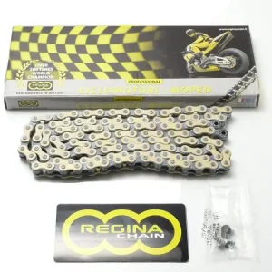 Kette Schwarz-Gold 122 Glieder 1/2 x 3/16 Mit Kettenschloss für Zündapp, Kreidler, Puch, KTM, DKW, Hercules Kostenloser Versand