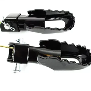 Fußrasten Set Schwarz mit Haltbolzen Feder Sicherungssplint für Yamaha, DT 50, 80, MX Kostenloser Rückversand