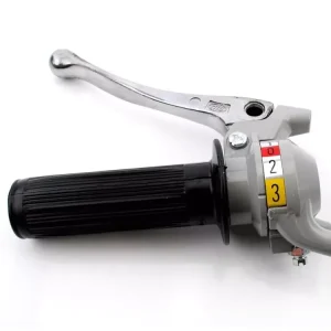 Schaltgriff Armatur Grau mit schwarzem Griff Aluminium Kupplungshebel Poliert für Puch, Mofa, Moped Knallerangebot