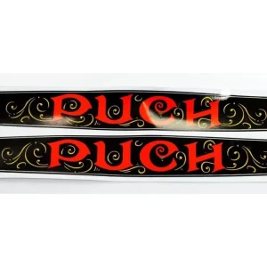 Top-Angebot Tankaufkleber Satz 2 Stück 200 x 27mm Schwarz Rot für Puch Maxi N S Chopper Mofa, Moped, Mokick