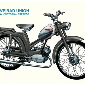 Highlight Werbeplakat Nachdruck 29cm 42cm für Zweirad Union Typ 110, DKW Victoria Express Typ 110