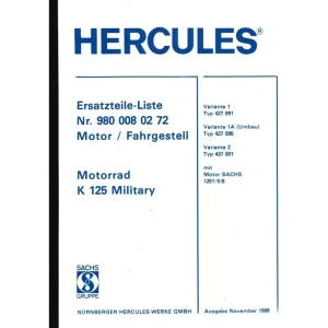 Mega-Angebot Teile Katalog 215 Seiten für Hercules K 125 BW V1, V2