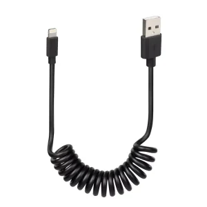 Bestpreis USB-Spiralkabel / -Ladekabel Typ USB-A auf Lightning 100cm schwarz