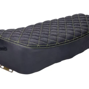 Sitzbankbezug Schmitt Raute gesteppt, schwarz / gelb für Simson S50, S51, S70 Neu