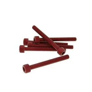 Schraubensatz 6 Stück Innensechskant Alu rot - M5x45 Preis Gesenkt