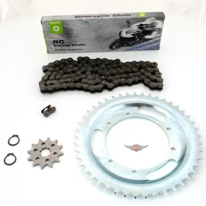 Jetzt Kaufen Kettensatz Esjot 1 Satz (3-teilig) Teilung 415 Ritzel Z12, Kettenrad Z45 für Puch, Maxi S, SP Mofa, Moped Mokick