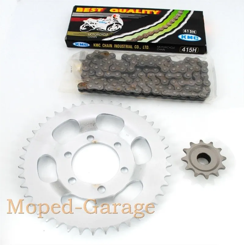 Kettensatz Esjot 1 Satz (3-teilig) 110 Glieder Ritzel Z12, Kettenrad Z43 für Zündapp CX 50, Zündapp Hai 50 Direktkauf