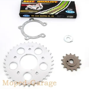 Online Kaufen Kettensatz Teilung 415 120 Glieder Ritzel Z14, Kettenrad Z36 M15 x 12 mm für Kreidler Florett Eiertank K54/0M