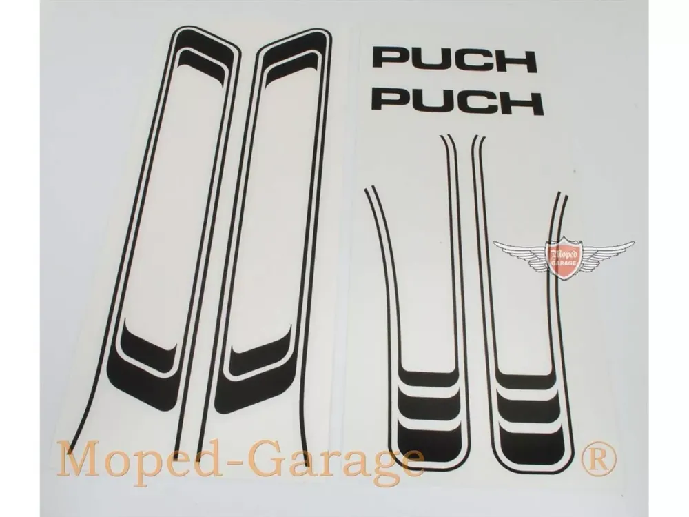 Aufkleber Satz für Tank, Rahmen PVC schwarz für Puch Maxi Highlight