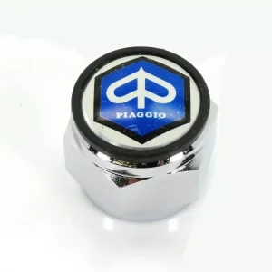 Markenprodukt Mutter Chrom mit Logo für Piaggio Vespa, Ciao Mofa, Moped