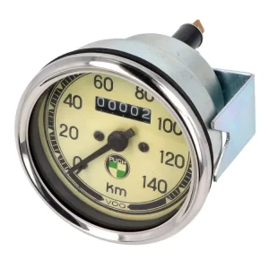 Tachometer 140km/h rund 80mm mit Puch Logo für Puch Monza, MS, MV Sonderangebot