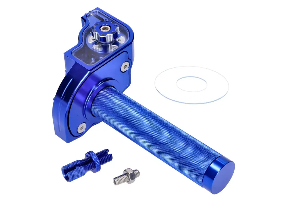 Kurzhubgasgriff blau CNC für 22mm Lenker für Mofa, Moped Direkt Vom Hersteller