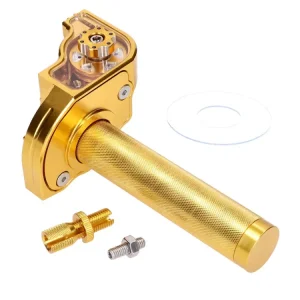 Preisknaller Kurzhubgasgriff gelb CNC für 22mm Lenker für Mofa, Moped