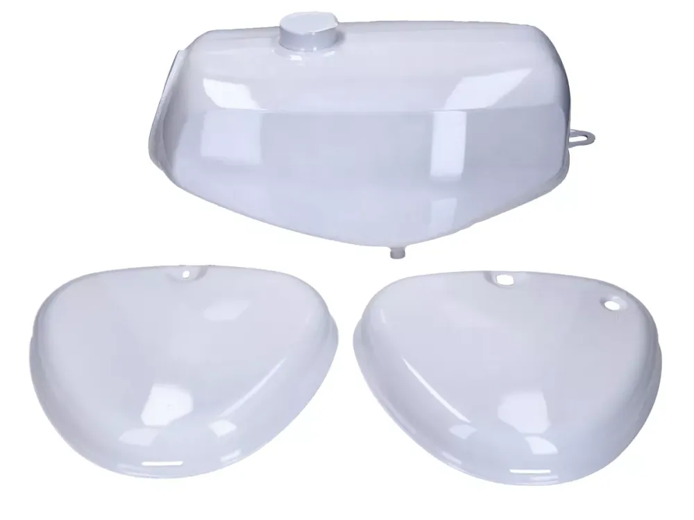 B-Ware Benzintank und Seitendeckel Set weiß für Simson S50, S51, S70 Neue Kollektion