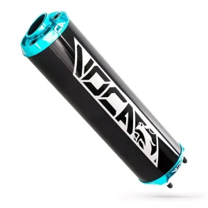 Rabatt Endschalldämpfer VOCA Alu schwarz - CNC Endkappe hellblau