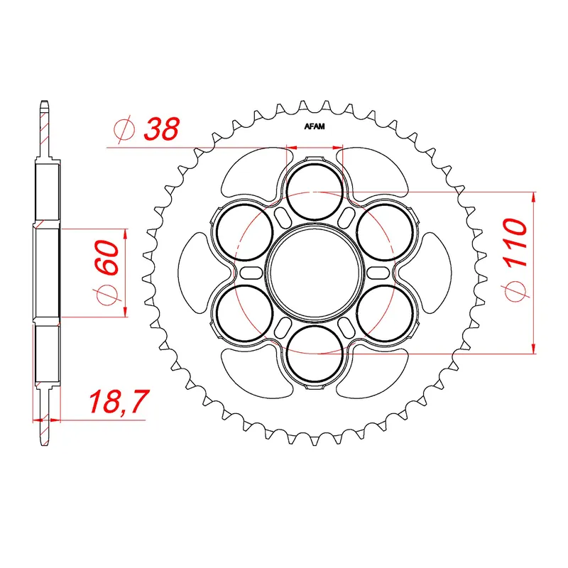 AFAM Kettenrad STAHL #520 50806-45 Bestseller